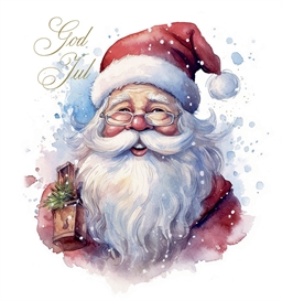 Julekort - Julemand/juletræ