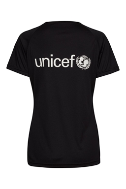 Sort traenings t-shirt med hvidt unicef logo til kvinder 